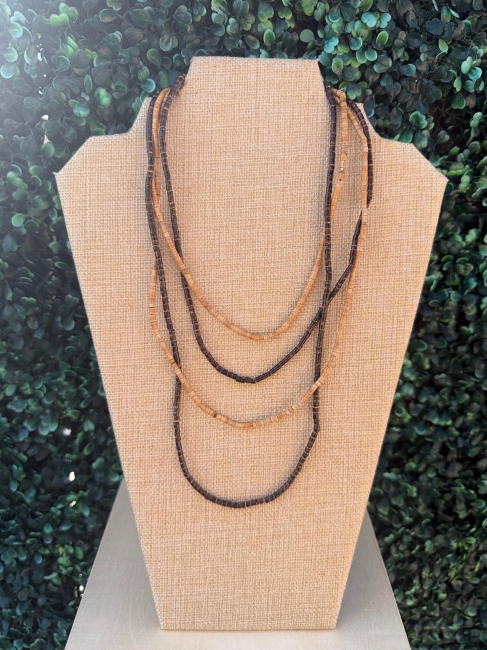 Multi-Strand Brown and Tan Beaded Necklace - Women Jewelry